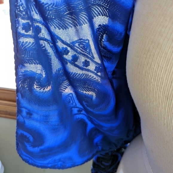 Niteline Della Roufogali Vintage Silk Beaded Semi Sheer Jacket Size Medium - Picture 8 of 14